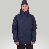 ARSON Blaze - Men's Jacket With Large Pockets Sleeve Art in Navy/Silver