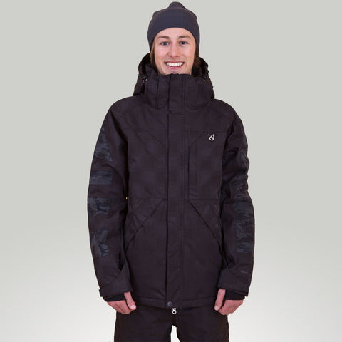 ARSON Flare - Men's Jacket With Colourblocked Sleeve Insulated Black/Coal Print