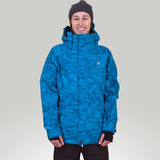 ARSON Flare - Men's Jacket With Colourblocked Sleeve Insulated Pacific Blue Print