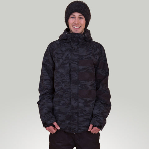 ARSON Trigger - Men's Jacket With Inset Panels Coal Print/Black