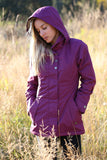 Orb Spirit Long Tailored Shawl Collar Jacket Ruby Wine Dobby